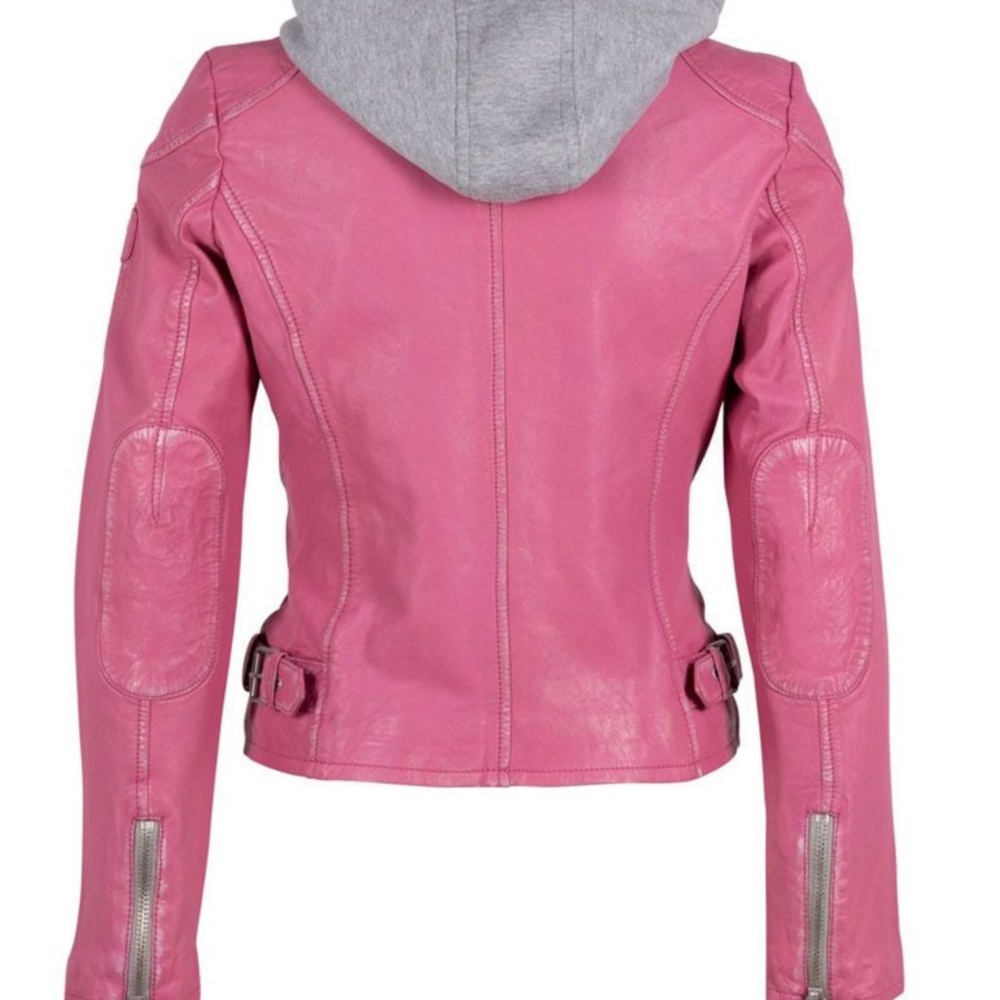 Mauritius lambskin leather pink jacket.